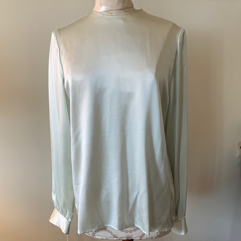 Elegant Mint Green Silk Blouse